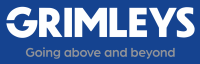 Grimleys White Logo on Blue Background